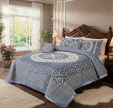 Four Border Jacquard Velvet Bed Sheet 5Pcs-GREY